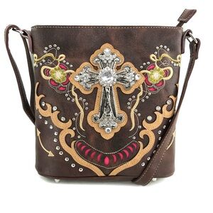 Daisy Floral Embroidery Cross Crossbody Purse